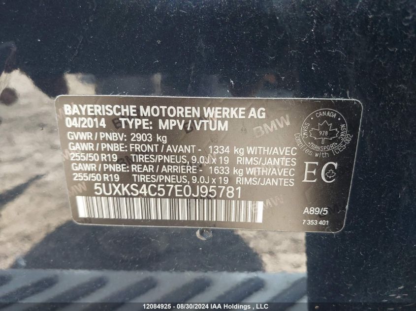 5UXKS4C57E0J95781 2014 BMW X5