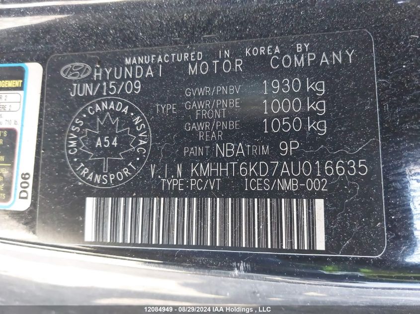 KMHHT6KD7AU016635 2010 Hyundai Genesis 2.0T Premium