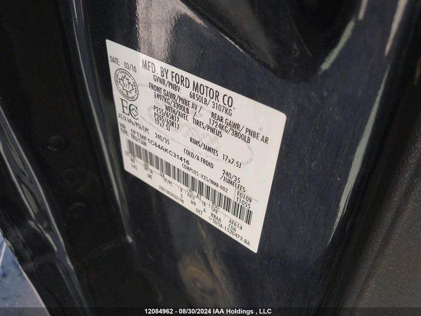 2010 Ford F-150 VIN: 1FTMF1C84AKC31416 Lot: 12084962