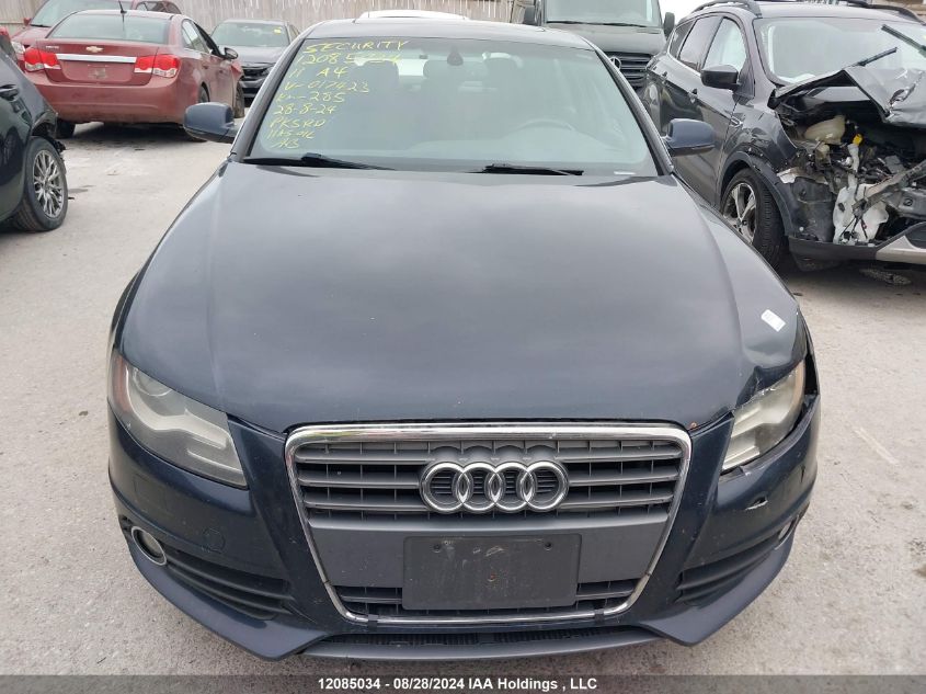 2011 Audi A4 VIN: WAUFFCFL3BN017423 Lot: 12085034