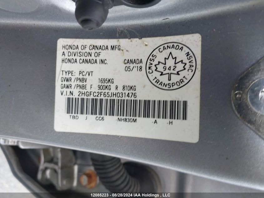 2HGFC2F65JH031476 2018 Honda Civic Sedan