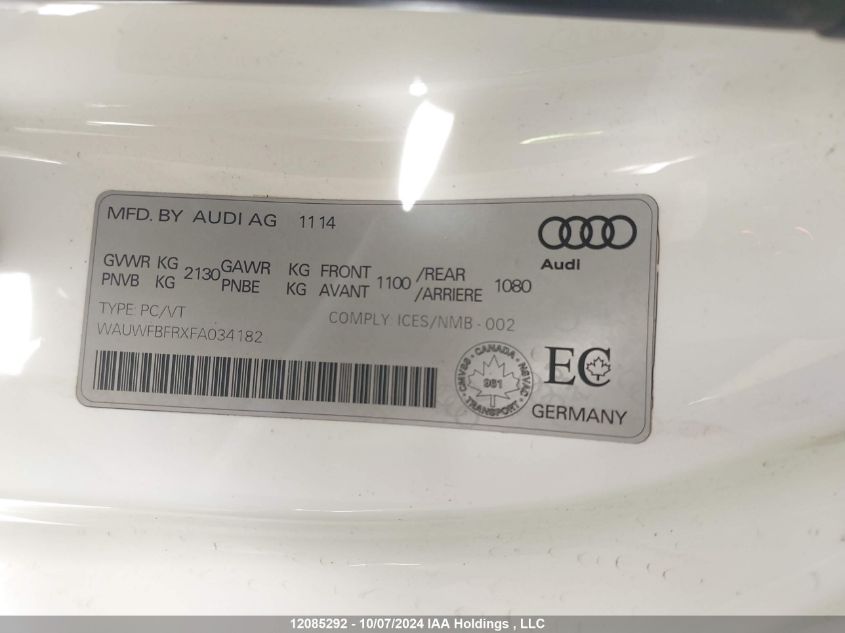 WAUWFBFRXFA034182 2015 Audi A5