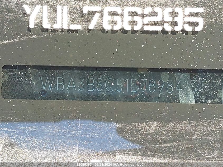 2013 BMW 328 Xi VIN: WBA3B3C51DJ898413 Lot: 12085357