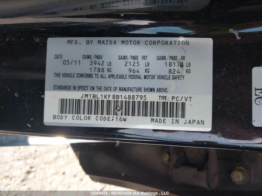 2011 Mazda Mazda3 VIN: JM1BL1KF8B1488795 Lot: 12085475