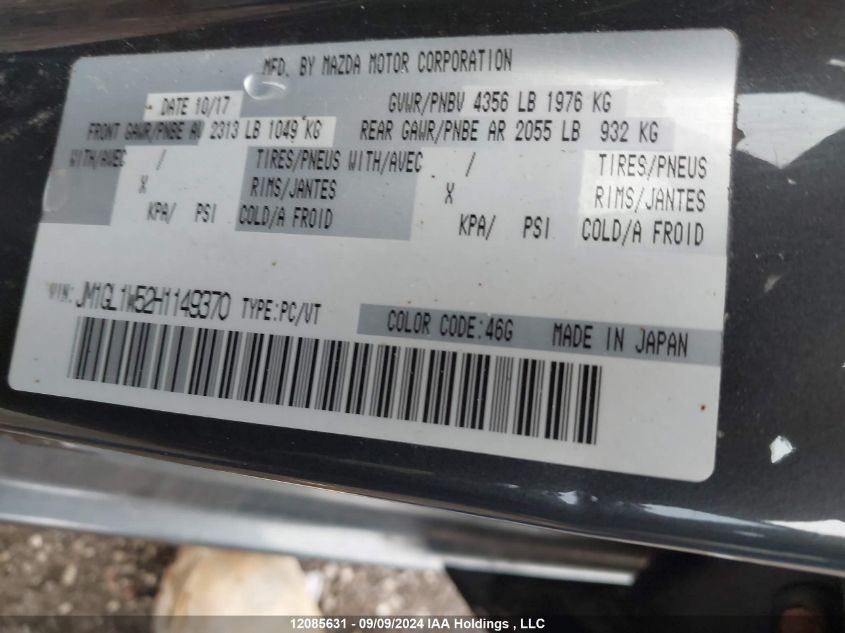 2017 Mazda Mazda6 VIN: JM1GL1W52H1149370 Lot: 12085631