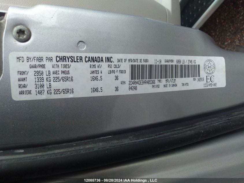 2010 Dodge Grand Caravan Se VIN: 2D4RN4DE9AR485366 Lot: 12085736