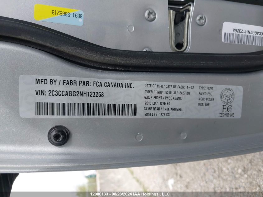 2022 Chrysler 300 S VIN: 2C3CCAGG2NH123268 Lot: 12086133