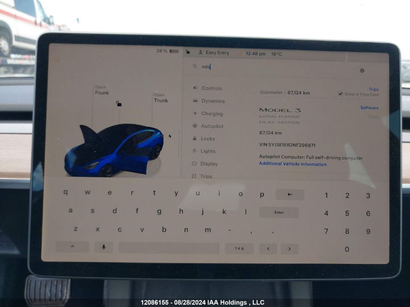 2022 Tesla Model 3 VIN: 5YJ3E1EB2NF296971 Lot: 12086155