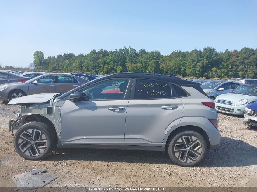 2022 Hyundai Kona Sel VIN: KM8K23AG8NU138915 Lot: 12087007