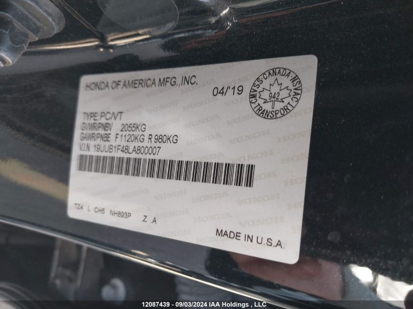 19UUB1F48LA800007 2020 Acura Tlx