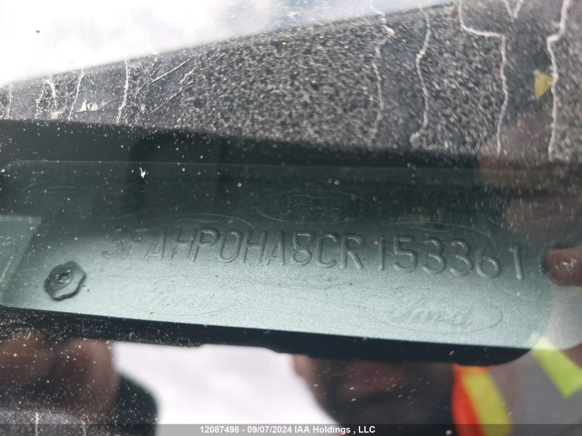 2012 Ford Fusion VIN: 3FAHP0HA8CR153361 Lot: 12087498