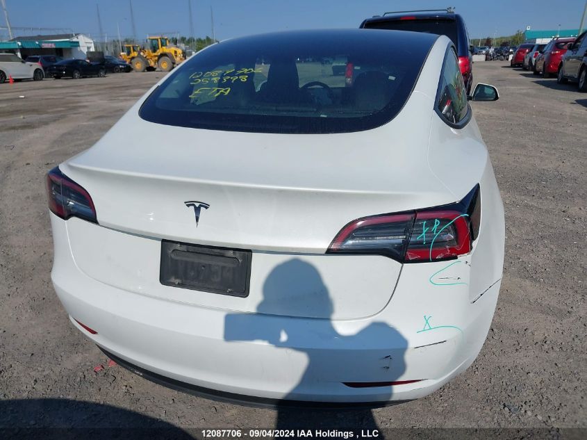 2022 Tesla Model 3 VIN: 5YJ3E1EA7NF258398 Lot: 12087706