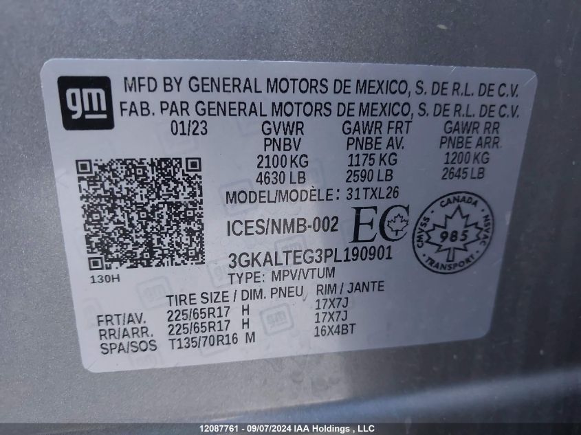 2023 GMC Terrain Sle VIN: 3GKALTEG3PL190901 Lot: 12087761