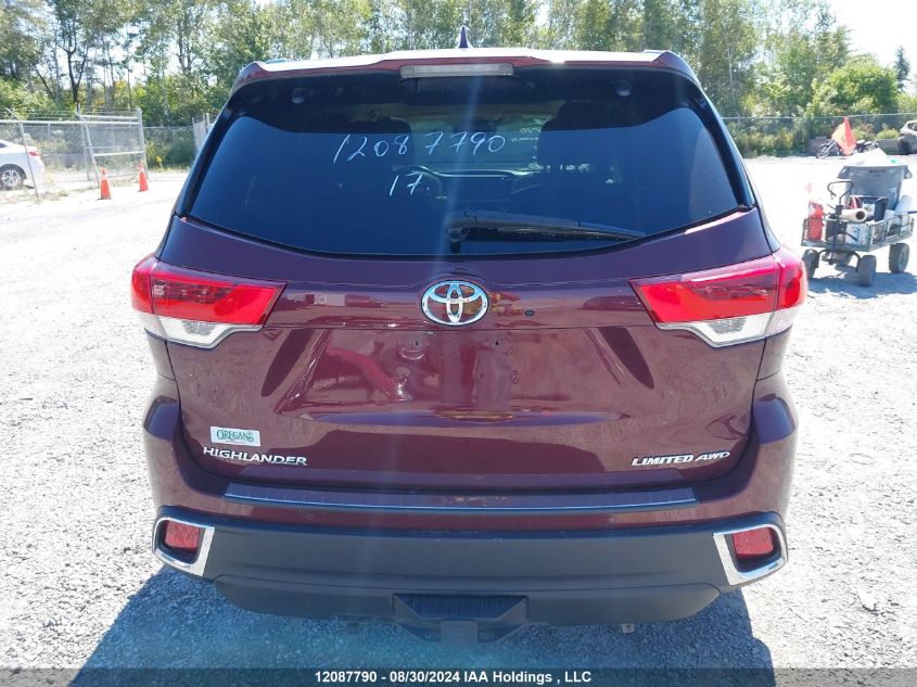 2017 Toyota Highlander Limited VIN: 5TDDZRFH6HS386604 Lot: 12087790