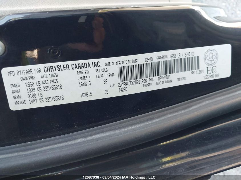 2010 Dodge Grand Caravan Se VIN: 2D4RN4DEXAR211898 Lot: 12087938