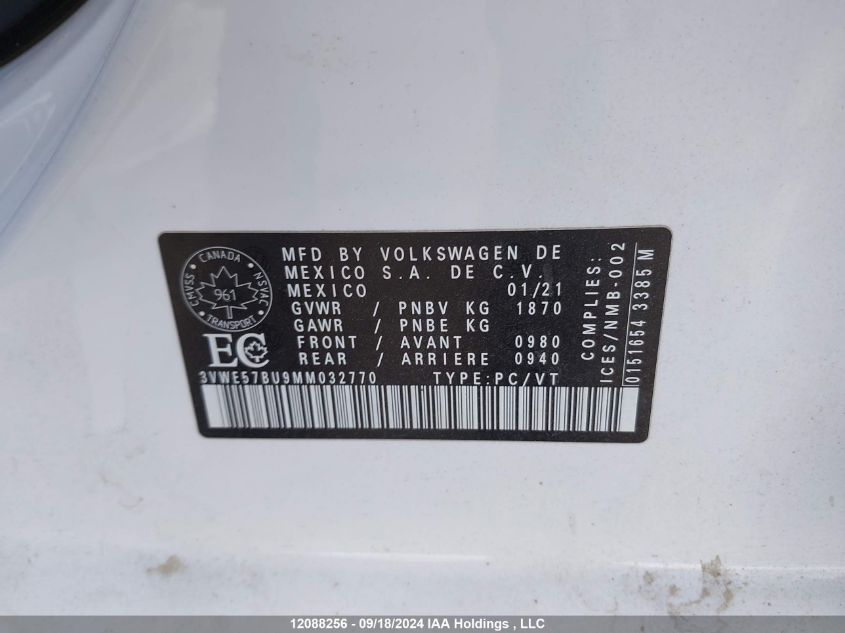 3VWE57BU9MM032770 2021 Volkswagen Jetta