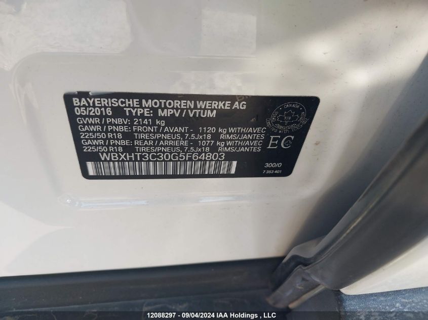 WBXHT3C30G5F64803 2016 BMW X1 xDrive28I