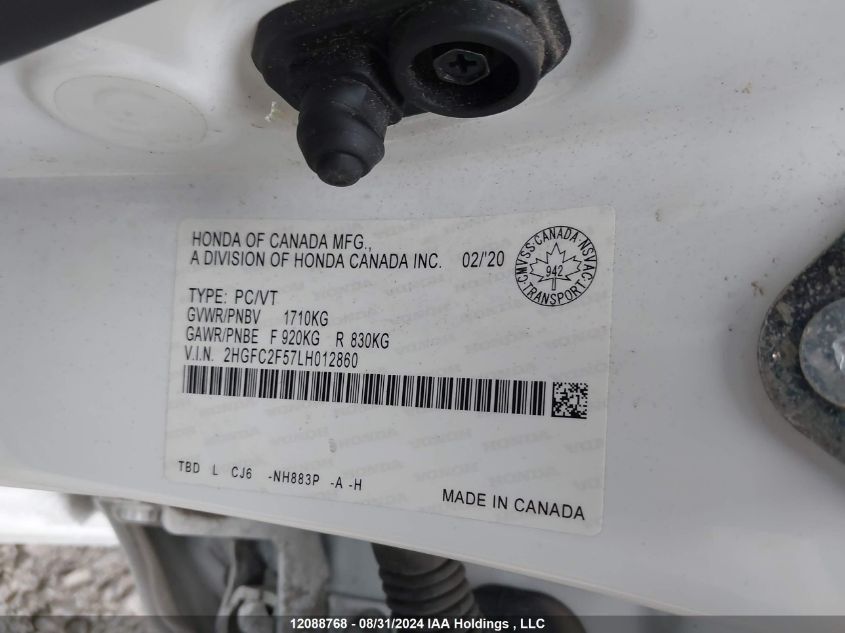 2HGFC2F57LH012860 2020 Honda Civic