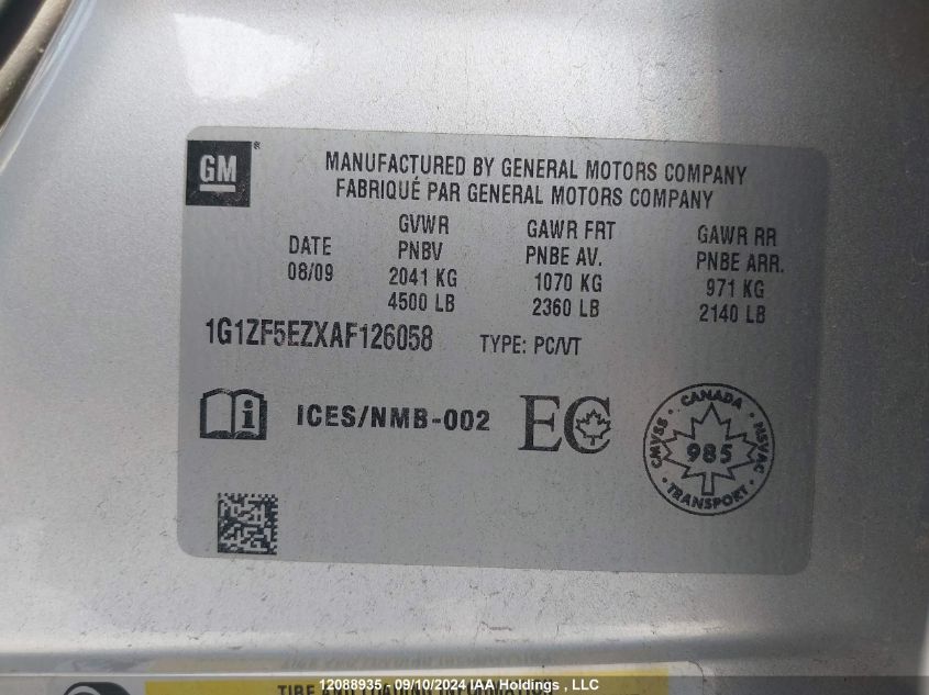 1G1ZF5EZXAF126058 2010 Chevrolet Malibu