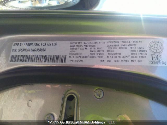 2022 Ram 3500 Limited VIN: 3C63R3RL5NG380934 Lot: 12089533