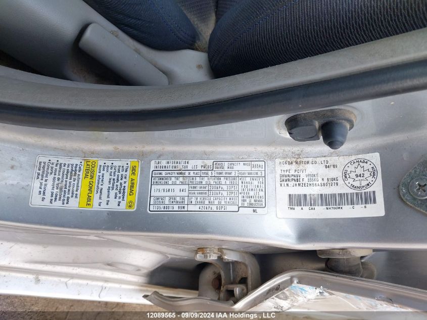 JHMZE2H56AS801279 2010 Honda Insight