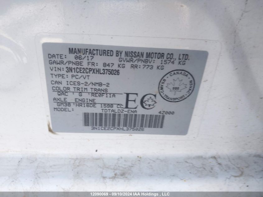 3N1CE2CPXHL375026 2017 Nissan Versa Note