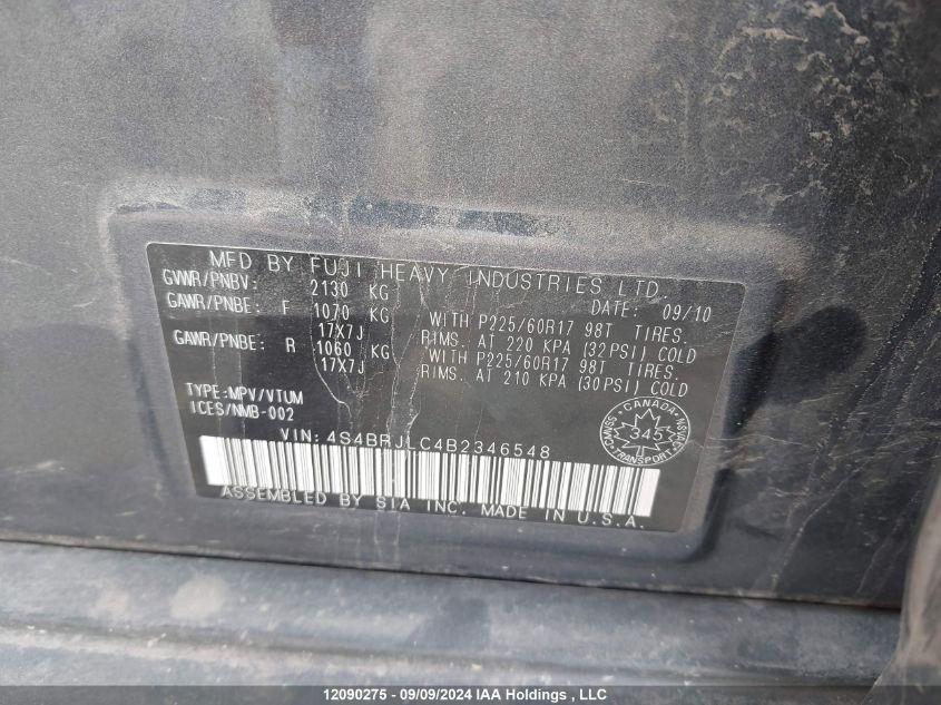 2011 Subaru Outback VIN: 4S4BRJLC4B2346548 Lot: 12090275