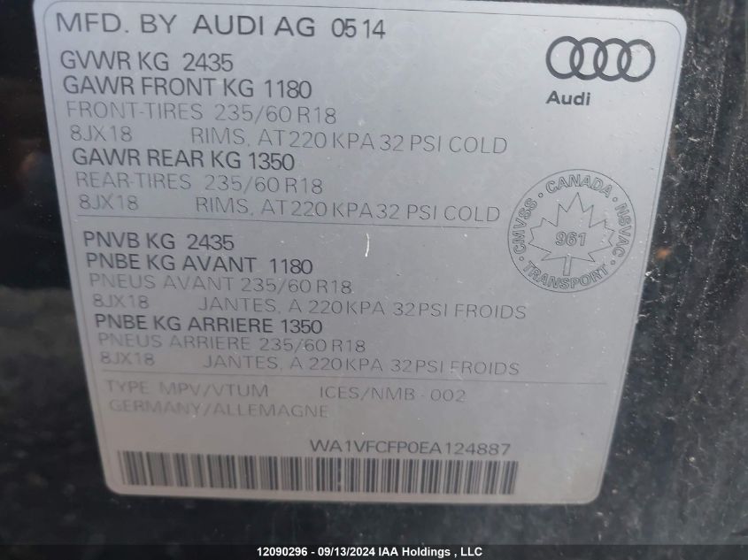 WA1VFCFP0EA124887 2014 Audi Q5