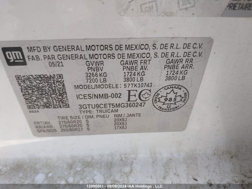 3GTU9CET5MG360247 2021 GMC Sierra 1500