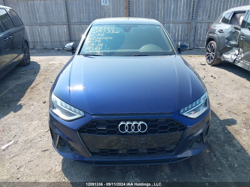 2021 Audi A4 Sedan VIN: WAUFAAF40MA036050 Lot: 12091336