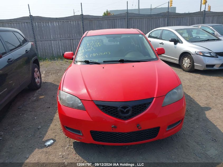 2008 Mazda Mazda3 VIN: JM1BK32F981873581 Lot: 12091797