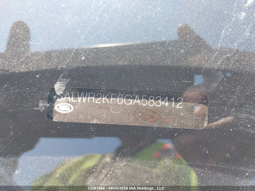 2016 Land Rover Range Rover Sport VIN: SALWR2KF6GA583412 Lot: 12091968