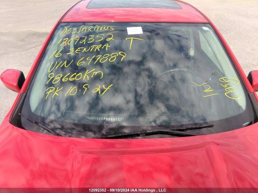 2016 Nissan Sentra S/Sv/Sr/Sl VIN: 3N1AB7AP4GL647889 Lot: 12092352