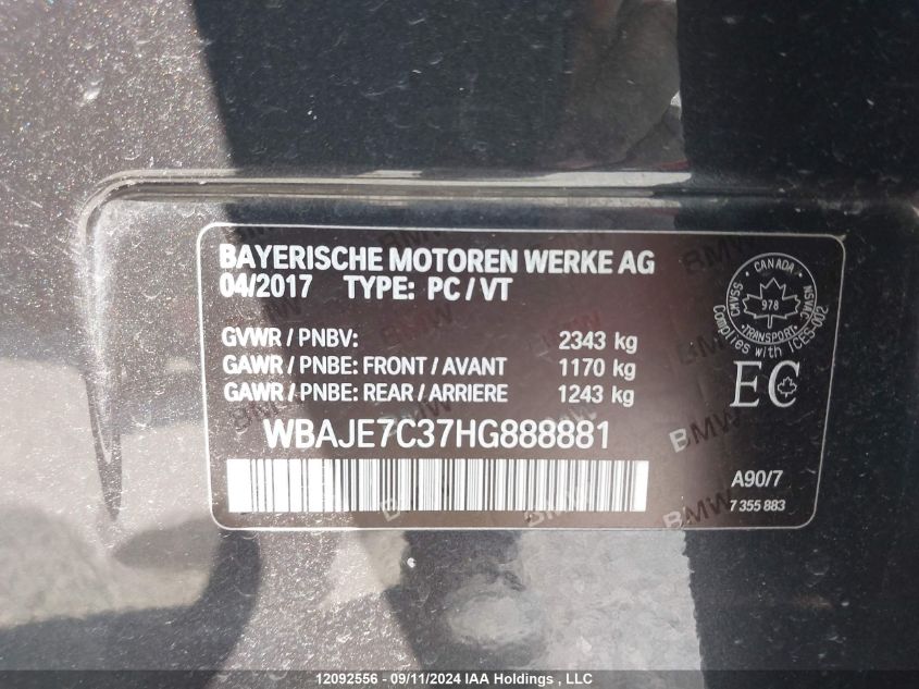 WBAJE7C37HG888881 2017 BMW 540 Xi