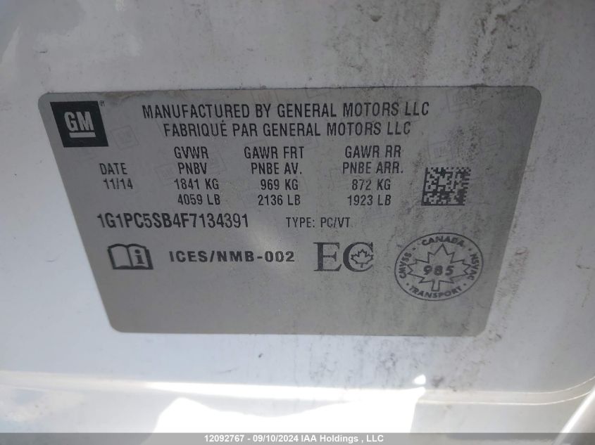 1G1PC5SB4F7134391 2015 Chevrolet Cruze Lt