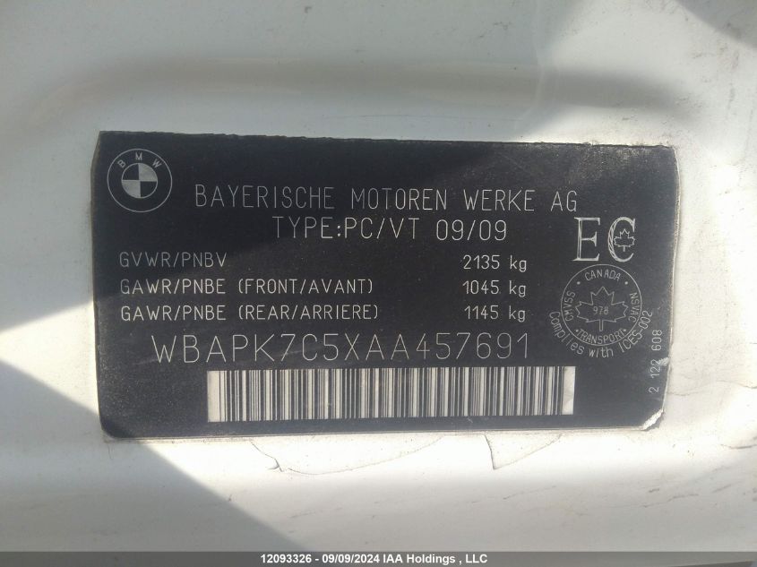 WBAPK7C5XAA457691 2010 BMW 3 Series 328I xDrive