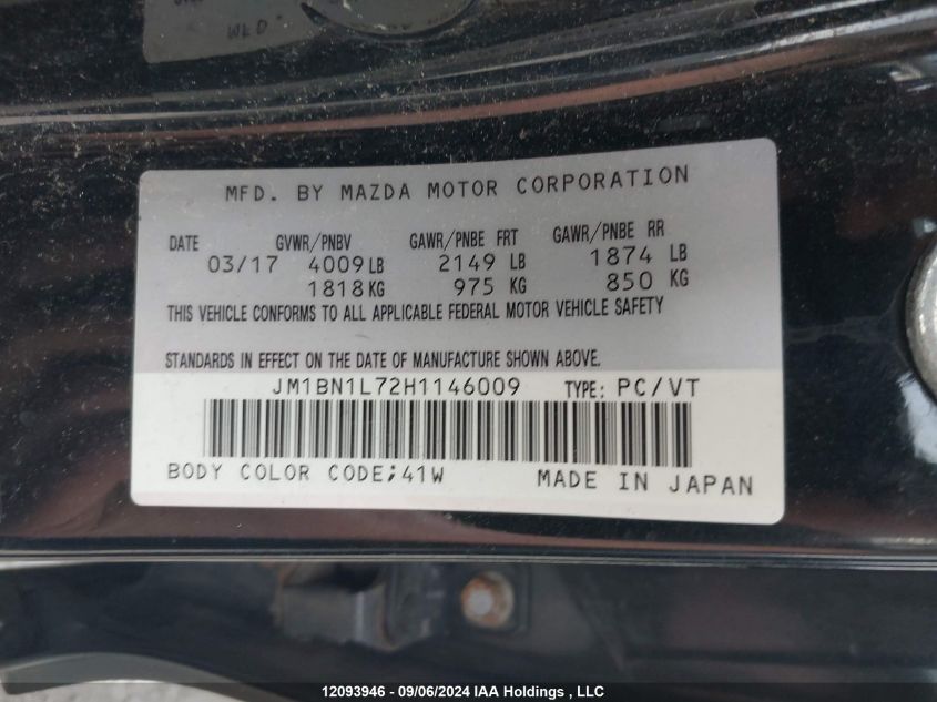 JM1BN1L72H1146009 2017 Mazda Mazda3