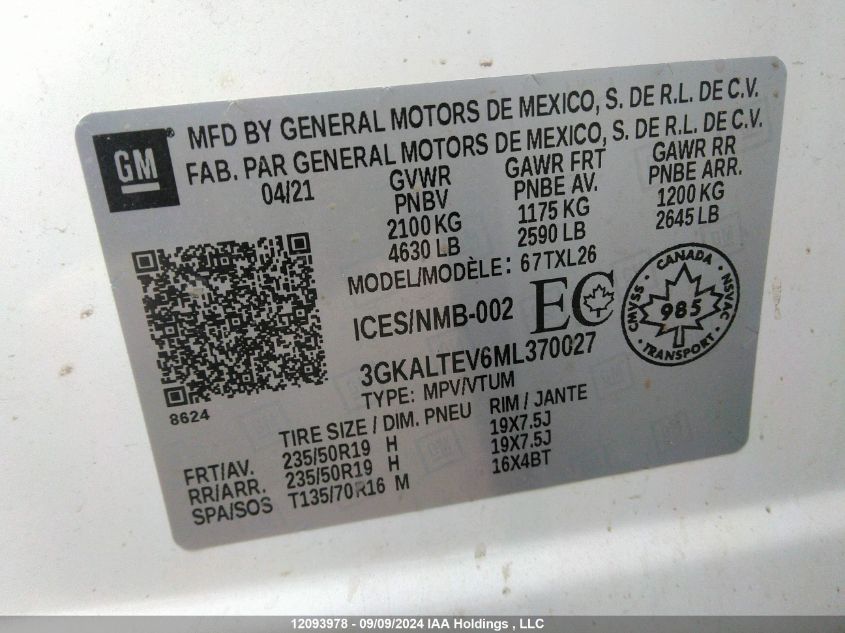 3GKALTEV6ML370027 2021 GMC Terrain