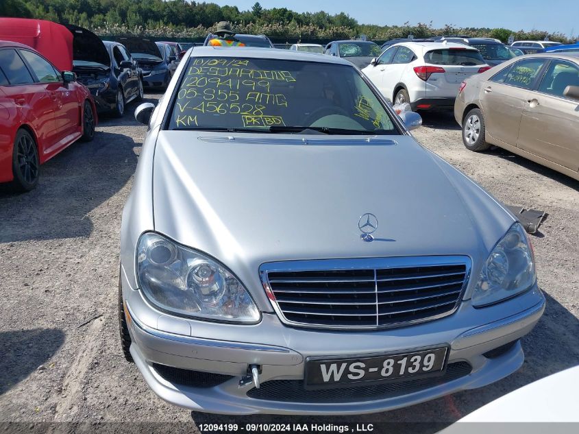 2005 Mercedes-Benz S 55 Amg VIN: WDBNG74J05A456528 Lot: 12094199