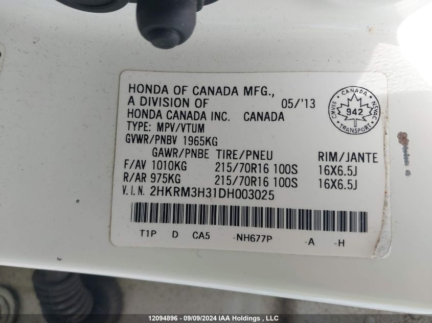 2HKRM3H31DH003025 2013 Honda Cr-V