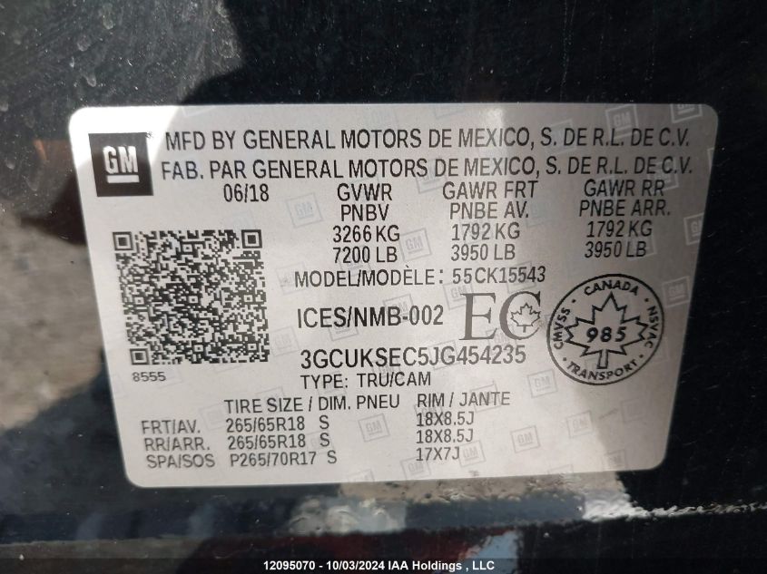 3GCUKSEC5JG454235 2018 Chevrolet Silverado 1500