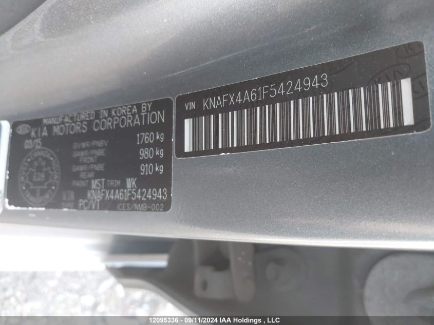 KNAFX4A61F5424943 2015 Kia Forte