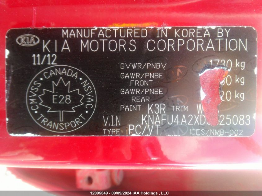 2013 Kia Forte Ex VIN: KNAFU4A2XD5725083 Lot: 12095549