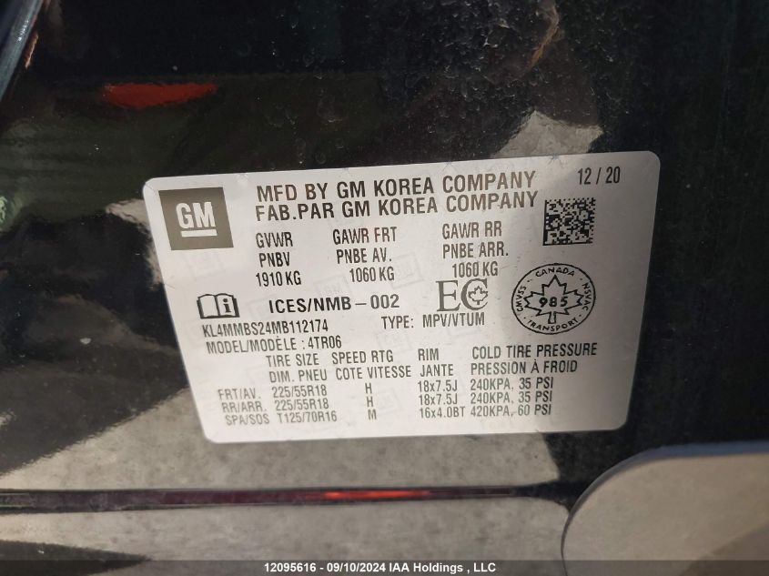 2021 Buick Encore Gx VIN: KL4MMBS24MB112174 Lot: 12095616