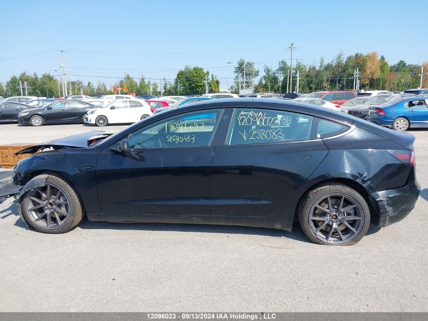 5YJ3E1EA4NF258083 2022 Tesla Model 3