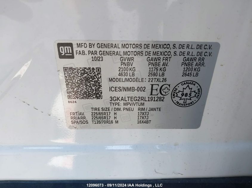 2024 GMC Terrain VIN: 3GKALTEG2RL191282 Lot: 12096073