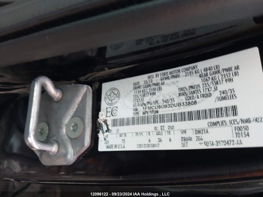 1FMCU9G93DUB33808 2013 Ford Escape Se