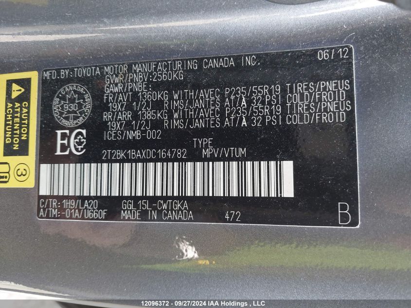 2T2BK1BAXDC164782 2013 Lexus Rx 350/Base/F Sport