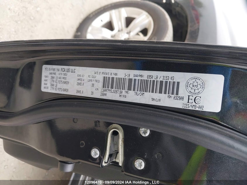 2018 Ram 1500 Sport VIN: 1C6RR7MM2JS287180 Lot: 12096470