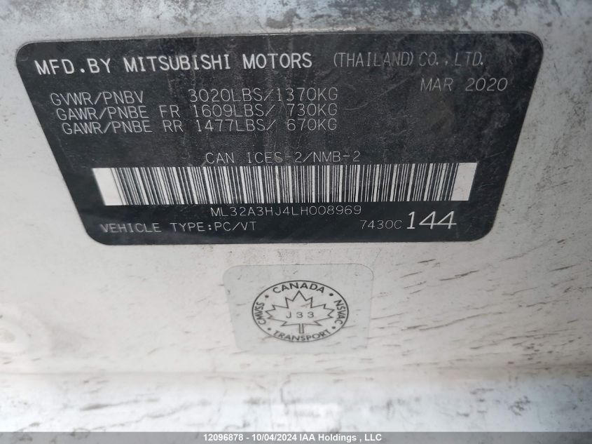 2020 Mitsubishi Mirage VIN: ML32A3HJ4LH008969 Lot: 12096878